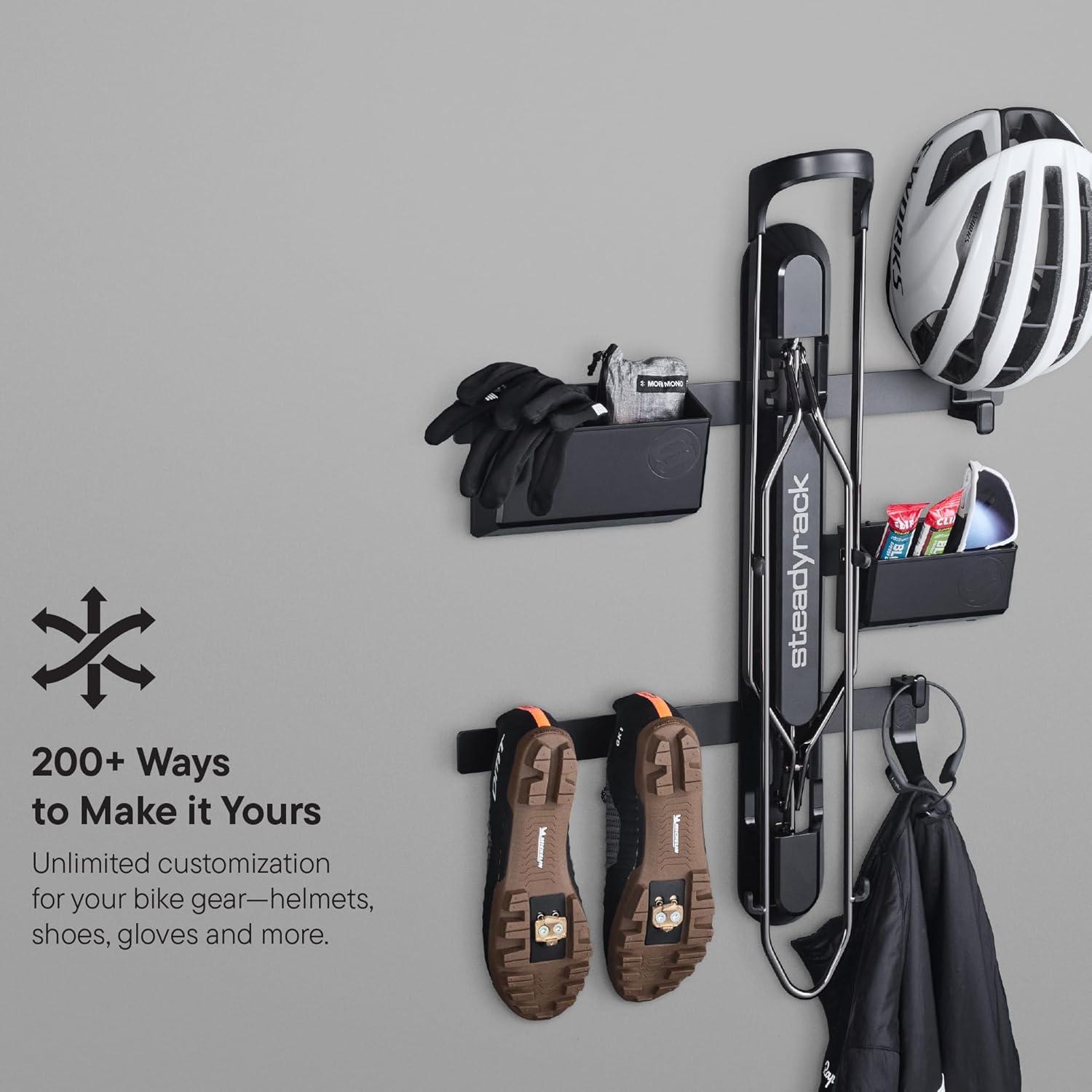 imageSteadyrack ProFlex Narrow  GearMate Pack  Vertical Bike Rack ampamp Gear Storage System  SpaceSaving Wall Storage  Over 200 Configurations  Fits Road Gravel BMX Fender Bikes and more