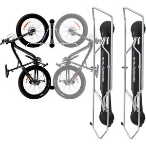 imageSteadyrack Bike Rack for Fat Bikes  The Original Wall Mounted Vertical Bike Storage  Fits Fat Tires  Space Saving Pivot Design  HeavyDuty Steel Rack for Indoor Garage Apartment or Home UseFat 2 Pack  Chrome Plated